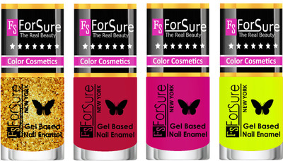 

Forsure Fast Dry and Chip Resistant Nail Polish Golden, Dusky Red, Purple, Yellow(Pack of 4)