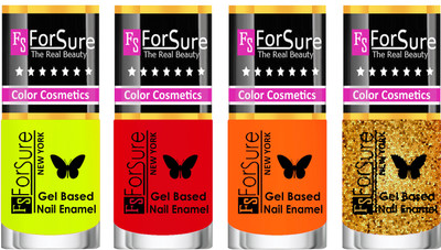 

Forsure Fast Dry and Chip Resistant Nail Polish Yellow, Red, Orange, Golden(Pack of 4)