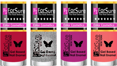 

Forsure Fast Dry and Chip Resistant Nail Polish Dusky Red, Silver Glitter, Mauve, Peach(Pack of 4)