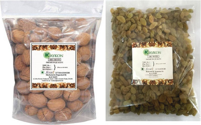

kaykon Kashmiri Walnut With Green Raisin Kishmish- 1KG Each Raisins, Walnuts(2 kg, Pouch)