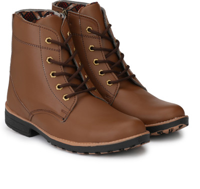 Shoe Island Premium Rider-X Tan Brown Edition Leatherette Zipper High Ankle Length Long Riding Boots For Men Boots For Men(Tan, Brown) Flipkart