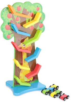 

FLICK IN Wooden Fruit Tree Sliding Vertical Track Set Toy with 3 Gliding Cars and Stand (Multicolor)(Multicolor)