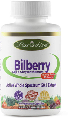 

Paradise Herbs Bilberry GoJi & Chrysanthemum 60 Veggie Caps(60 No)
