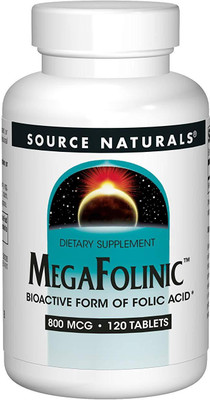 

Source Naturals MegaFolinic 800 mcg 120 Tablets(120 No)