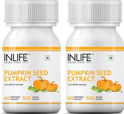 

Inlife Pumpkin Seed Extract Supplement, 500 mg - 60 Vegetarian Capsules (2 Pack)(120 No)