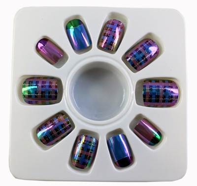 

Ear Lobe & Accessories Mirror Finish Glossy Full Cover 24 Nails With Glue Multicolour(Pack of 12)