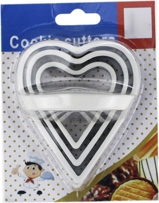 AVMART White Silicon Steel Heart Shaped Cookie Cutter Cookie Cutter(Pack of 3)