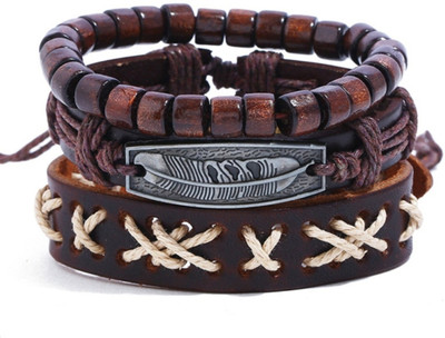 Tinera Trends Leather Bracelet Set(Pack of 3)