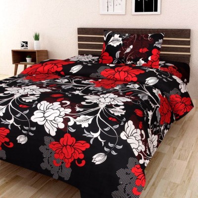 Veer Fabs 140 TC Polyester Single Floral Fitted & Flat Bedsheet(Pack of 1, Multicolor)