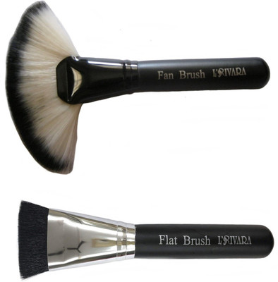 L'Rivara 2 Piece Makeup Brush (Fan Makeup Brush + Flat Foundation Makeup Brush) LR-126(Pack of 2)