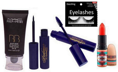 

dazzling Eyelashes with Mac BB Foundation,Liquid Eyeliner,Mascara & Lipstick(Set of 5)