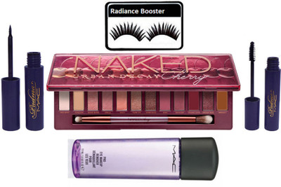 

radiance booster Eyelashes & Naked Urban Decay Cherry Eye shadow Palette & Padma Eyeliner+Mascara & Makeup Remover(Set of 5)