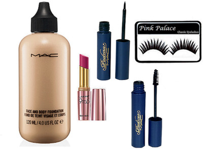 

pink palace Eyelashes,face & body foundation & lipstick & padma eyeliner & mascara(Set of 5)