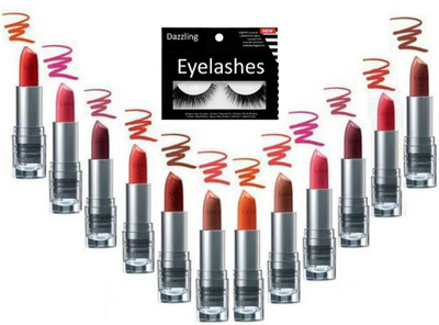 

dazzling Eyelashes with Lakme Enrich cream Matte Finish Lipstick Set Of 12(Set of 13)