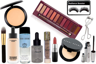 

radiance booster Eyelashes & Naked Eye Shadow Palette & Mac Compact & Studio Water Weight Foundation & Primer Oil & Highlight & Lipstick & Makeup Brush & Eyelashes Curler & Brooke Candy Eyeliner+Mascara & Bobbi Brown Makeup Remover & Corrector Concealer(S