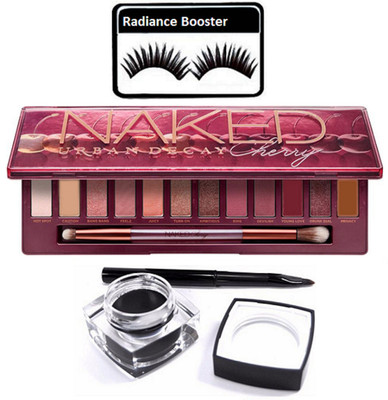 

radiance booster Eyelashes & Naked Urban Decay Cherry Eye shadow Palette & Fluid line Gel Eyeliner(Set of 3)