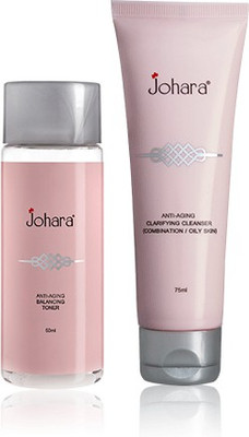 

Johara Anti Ageing Clarifying Cleanser (75ml) + Balancing Toner (50ml) - for Oily/Combination Skin(Set of 2)
