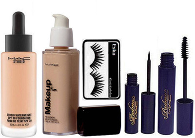 

eska EYELASHES, MAC STUDIO WATERWEIGHT FOUNDATION & PADMA EYELINER & MASCARA, MAKEUP PRO LONGWEAR FOUNDATION(Set of 5)