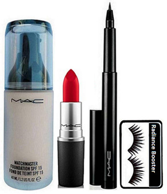 

radiance booster Eyelashes & Mac Match Master Foundation & Pen Eyeliner & Lipstick(Set of 4)