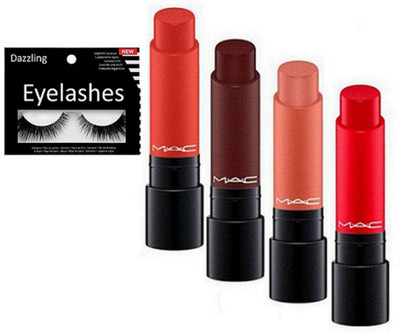 

Dazzling Eyelashes , Mac Lipstick Set Of 4(Set of 5)
