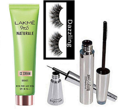 

Dazzling Eyelashes, Mac Brooke Candy Eyeliner & Mascara, 9to5 Naturale Cc Cream Honey With Pure Aloe Vera(Set of 4)