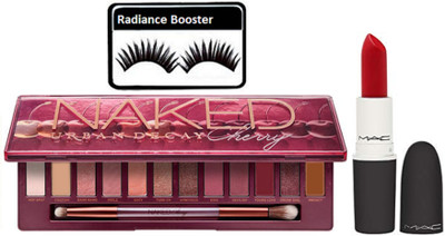 

radiance booster Eyelashes & Naked Urban Decay Cherry Eye shadow Palette & Matte Lipstick(Set of 3)