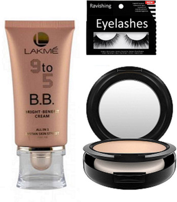 

ravishing Eyelashes , Lakme 9 to 5 BB Cream & MAC compact(Set of 3)