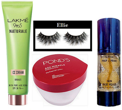 

ellie Eyelashes, Mac Prep+Prime Primer, Cc Cream, Ponds Age Miracle Wrinkle Corrector Cream(Set of 4)