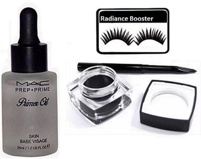 

radiance booster Eyelashes & Mac Prep+Prime Primer Oil & Fluid Line Gel Eyeliner(Set of 3)