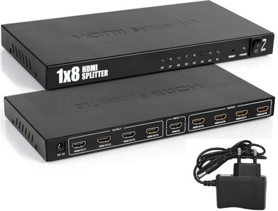

Divinext Full HD HDMI Splitter 1X8 8 Port Hub Repeater Amplifier 1080p 1 in 8 out HDMI Splitter Powered 4K 2K 1080P Video Converters Connectors 8 Ports Adapters Digital 1 in 8 out HDMI Splitter Amplifier Repeater Full HD 1080P 1X8 Port Box Hub with 5 Volt