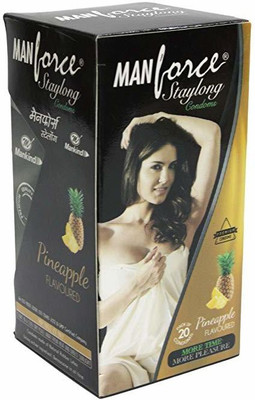 Manforce More Time More Pleasure Pineapple Flavoured Staylong Condom 20s Condom(Set of 2, 40S)