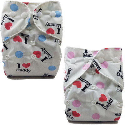 

Nabhasya Cloth Diaper-NO INSERT-I Love Mummy Daddy COMBO-Blue and Pink- Free Size - S - M(2 Pieces)