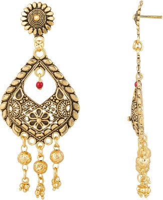 LUXOR Traditional Gold Plated Dangler Pearls Diamond Alloy Drops & Danglers