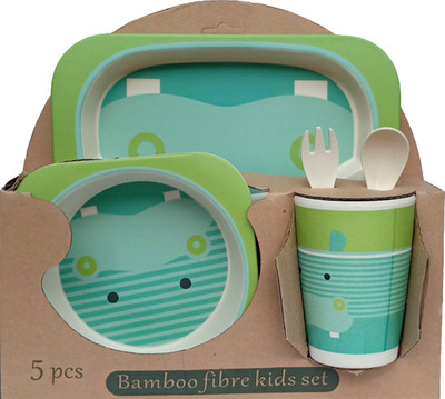 

Geniebox Kids Crockery Set having 5 Pieces Dining Set - Eco Friendly Bamboo(Green)