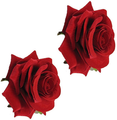 

S R Enterprises hair febric red rose clip (pack of 2pcs) Hair Accessory Set(Red)