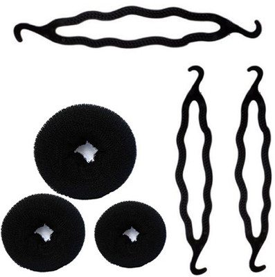 

S R Enterprises hair fashion juda bun and twists and donuts (pack of 6pcs) Hair Accessory Set(Black)