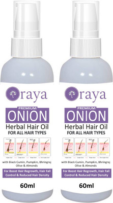 

ORAYA Premium ONION Herbal Hair oil - For Hair Regrowth, Dandruff control, Treat hair loss & Thickens hair Combo pack of 2 bottles of 60 ml(120 ml) Hair Oil (120 ml) Hair Oil(120 ml)