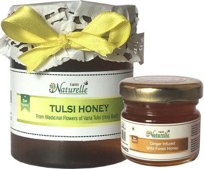 

Farm Naturelle Farm Naturelle-Real Vana Tulsi Forest Honey (250 GMS) and Real Ginger Infused Forest Honey (40Gms) Combo-Immense Medicinal Value(290 g)