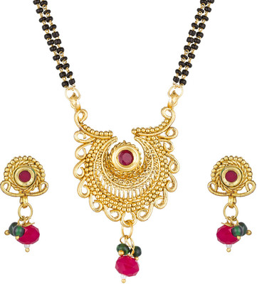LUXOR Alloy Gold-plated Pink, Green Jewellery Set(Pack of 1)