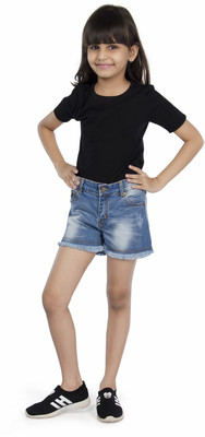 

Olele Short For Girls Casual Solid Denim(Blue, Pack of 1