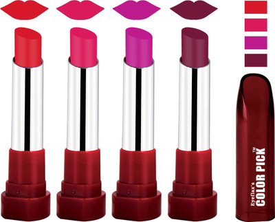 

EYEFLAX'S COLORPICK SILK TOUCH MATTE MULTICOLOR LIPSTICK COMBO 33 (PACK OF 4)(MULTICOLOR)