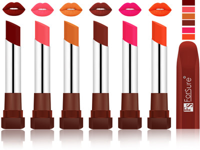 Forsure Dark Maroon, Peach, Brick Nude, Maroon, Nude, Ruby Red VELVET MATTE LIPSTICK(Dark Maroon, Peach, Brick Nude, Maroon, Nude, Ruby Red)