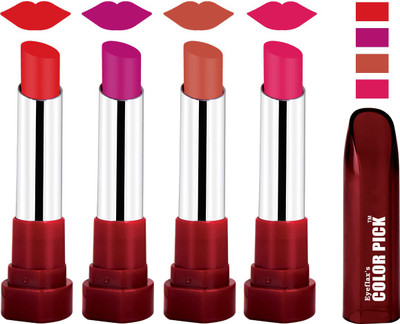 

EYEFLAX'S COLORPICK SILK TOUCH MATTE MULTICOLOR LIPSTICK COMBO 12 (PACK OF 4)(MULTICOLOR)