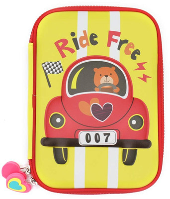 

ShopNGift NA Multi-Layer Large Capacity Double Zipper Cute Pencil Case for School Supplies Kids/Teenagers Art Artificial Leather Pencil Box(Set of 1, Yellow)