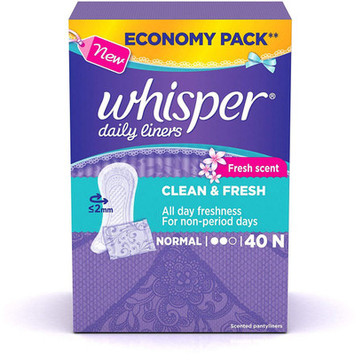 

Whisper Clean and Fresh Daily Liners - 40 Count Pantyliner