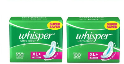 Whisper Ultra Clean New Pack 44pad+44pad Sanitary Pad(Pack of 2)