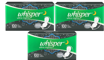 

Whisper Ultra Nights XXXL 10+10+10 Sanitary Pad Sanitary Pad(Pack of 3)
