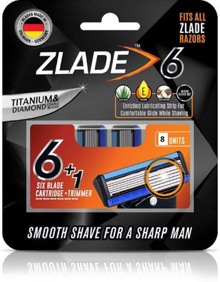 

Zlade 6 Blade Shaving Cartridges, Made in Germany - Pack of 8(Pack of 8)
