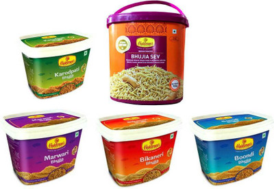 

Haldiram's Bhujia Range Combo with Bhujia Jar(700 g, Pack of 5)