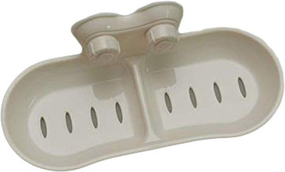 

Max Home Plastic Soap Drainer Double Side Attachable Vacuum Suction Soap Holder(Cream)